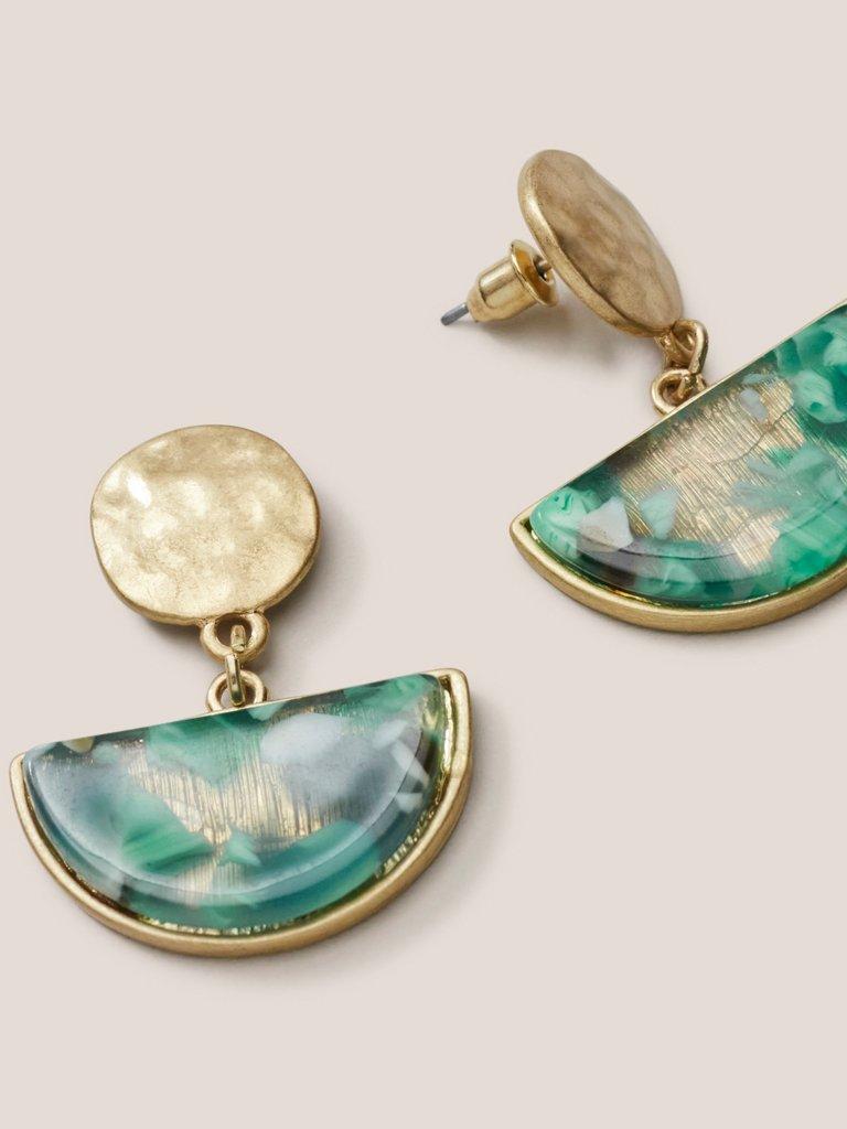 Resin Drop Earrings in GLD TN MET - FLAT DETAIL