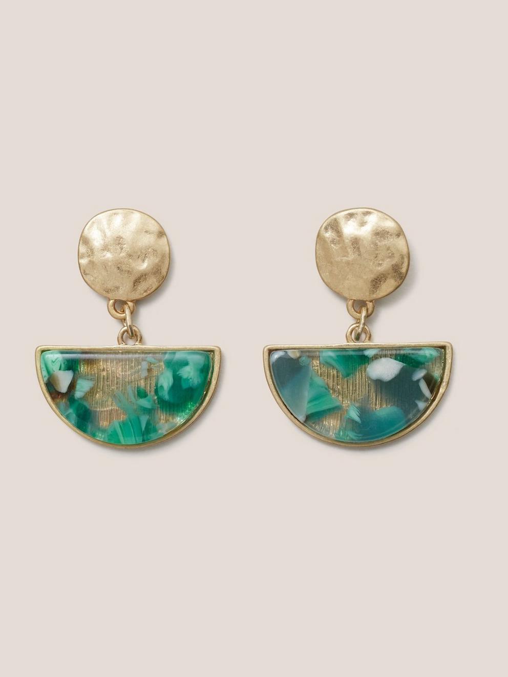 Resin Drop Earrings in GLD TN MET - FLAT FRONT
