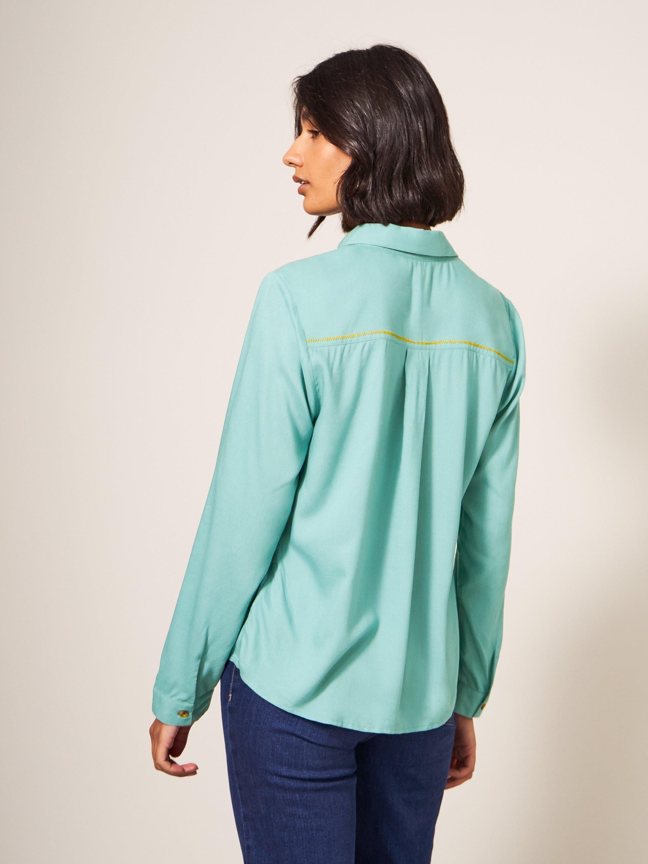 Maple Shirt in MID TEAL - MODEL BACK