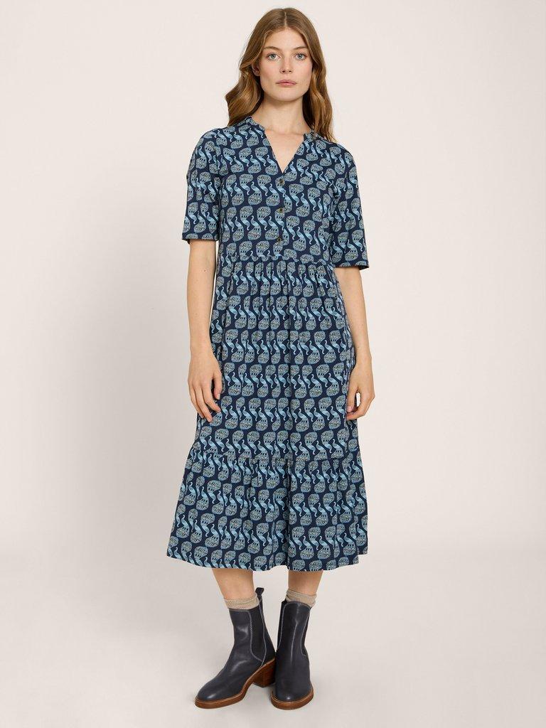 Naya Soft Jersey Dress in NAVY PRINT | White Stuff