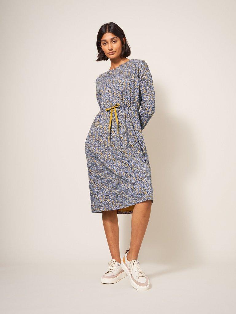 Poppy Dress Jersey in BLUE PR - MODEL DETAIL