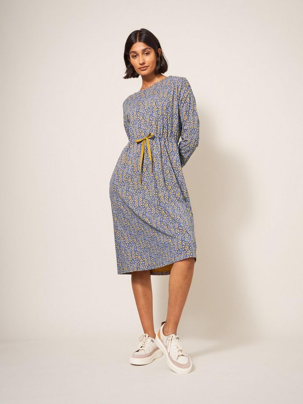 Poppy Dress Jersey in BLUE PR - MODEL DETAIL