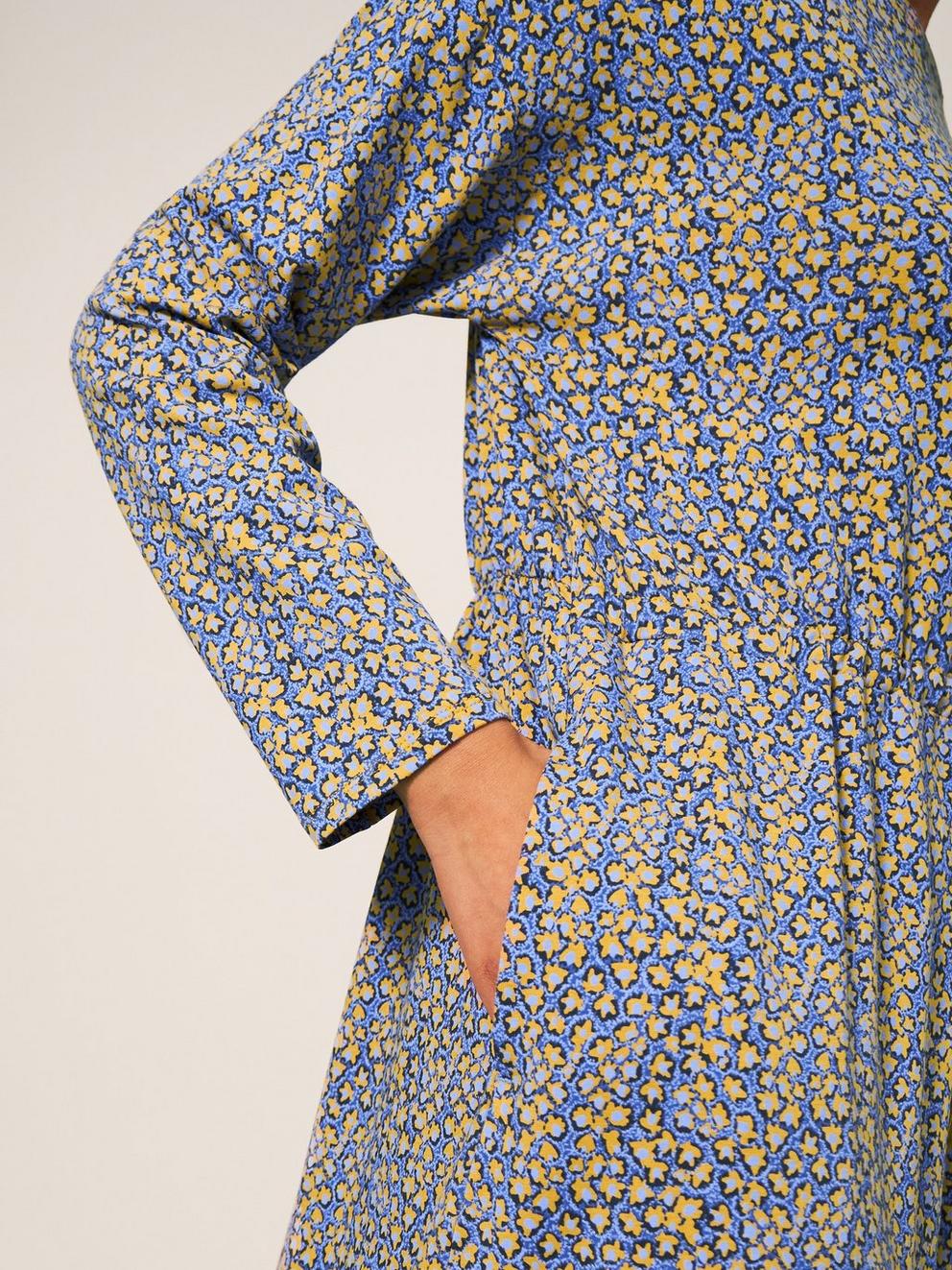 Poppy Dress Jersey in BLUE PR - MODEL FRONT