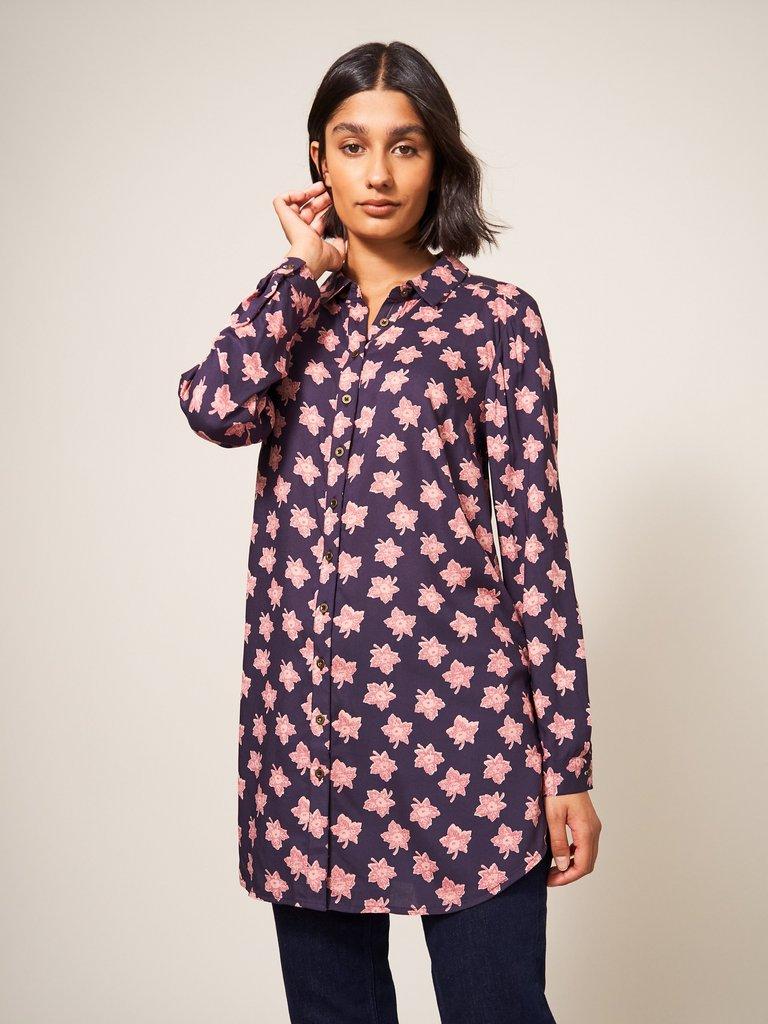 Danika Printed Shirt Tunic in PURPLE PR - LIFESTYLE