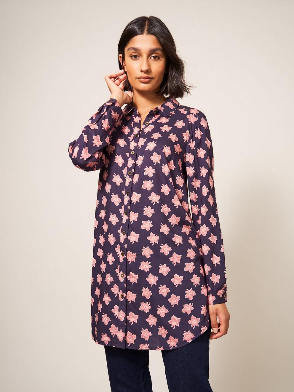 Danika Printed Shirt Tunic in PURPLE PR - LIFESTYLE