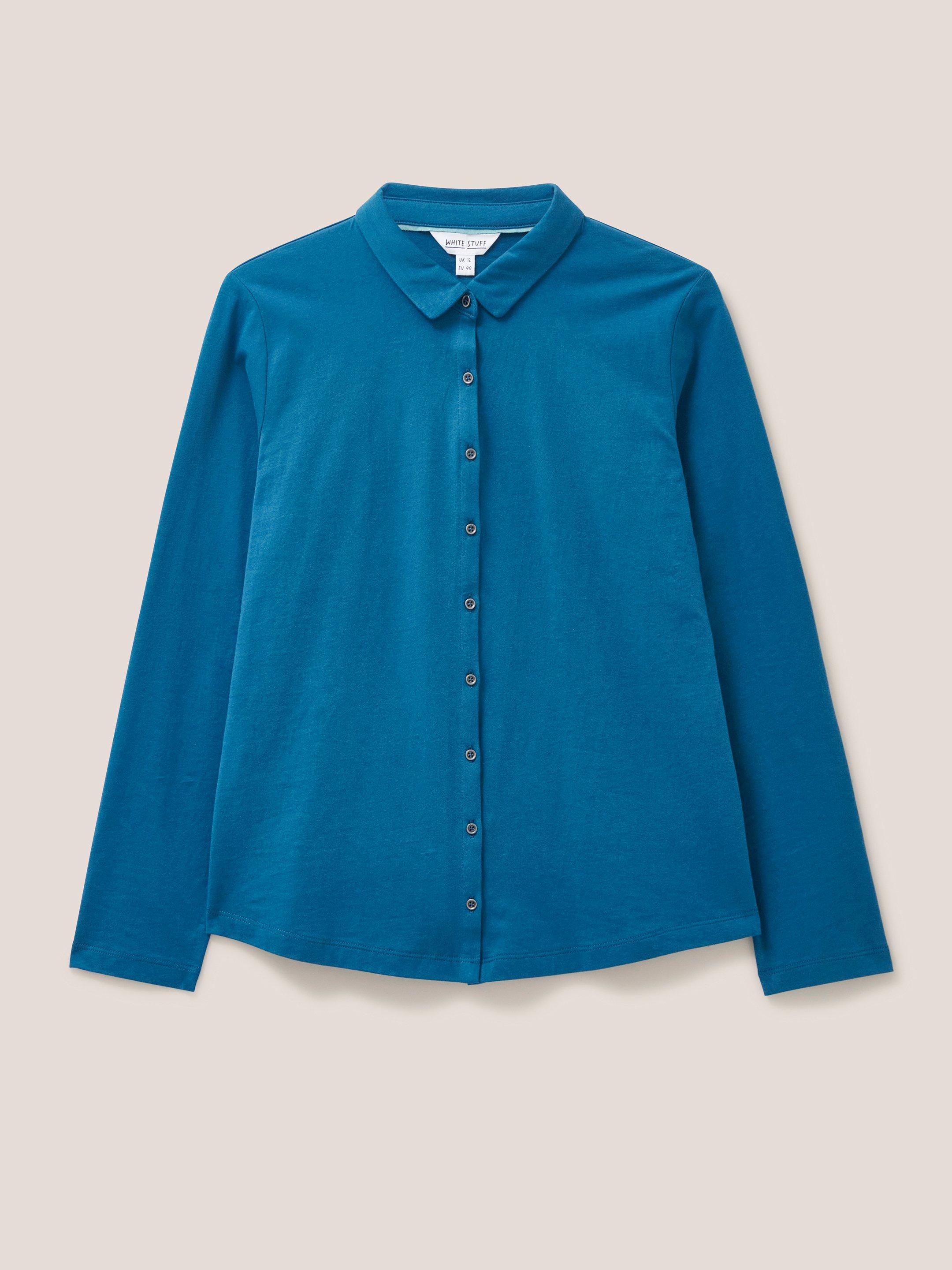 COSMIC LS SHIRT in MID BLUE - FLAT FRONT