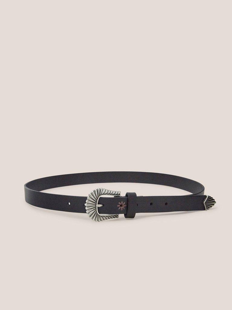 Western Leather Belt in PURE BLK - FLAT BACK