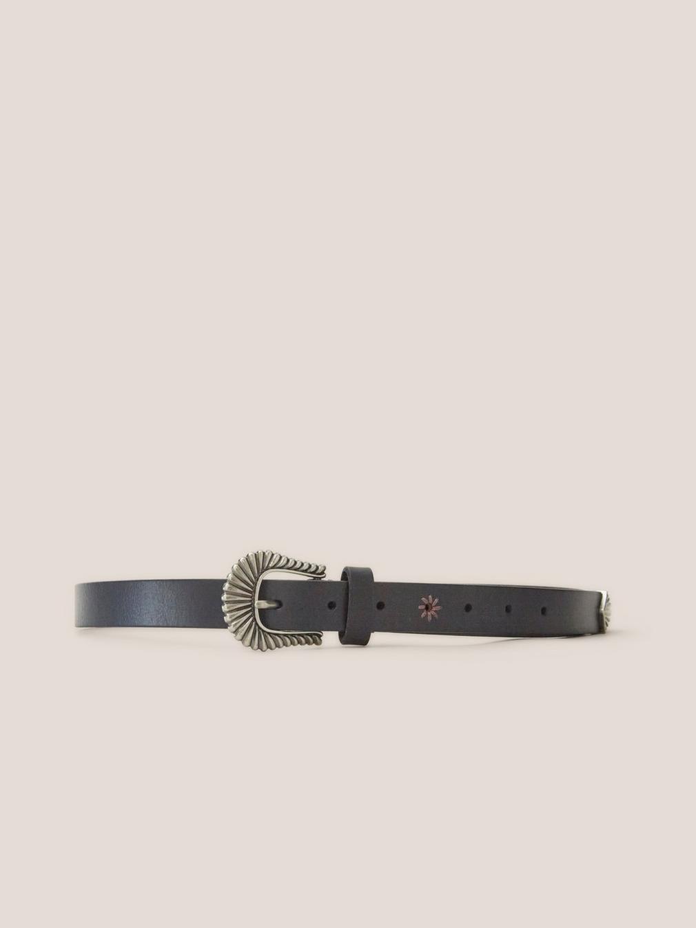Western Leather Belt in PURE BLK - FLAT FRONT