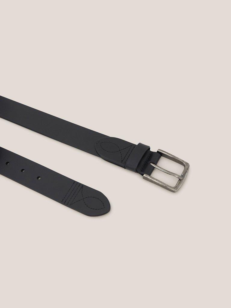 Smart Leather Belt in PURE BLK - FLAT FRONT