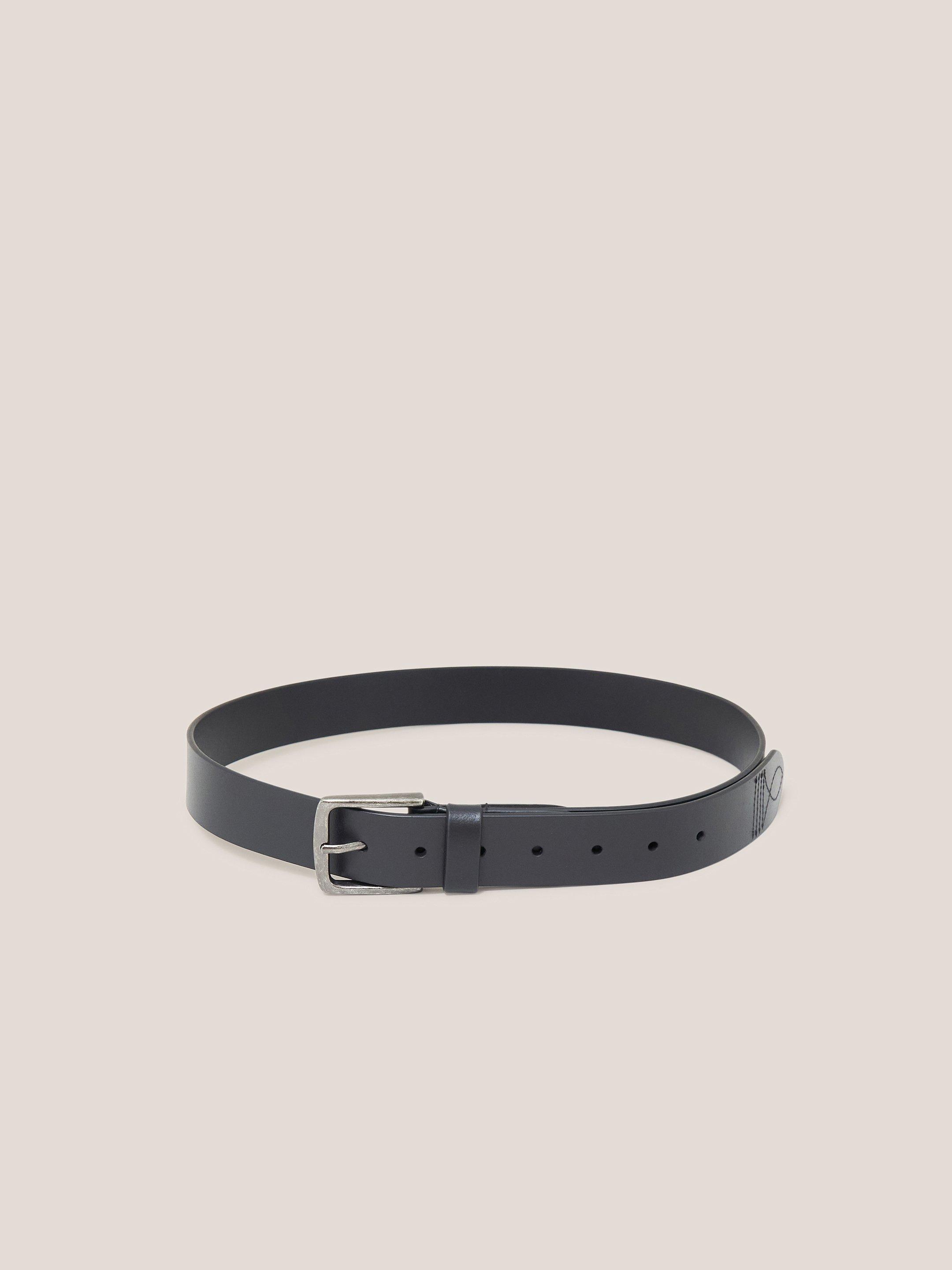 Smart Leather Belt in PURE BLACK | White Stuff