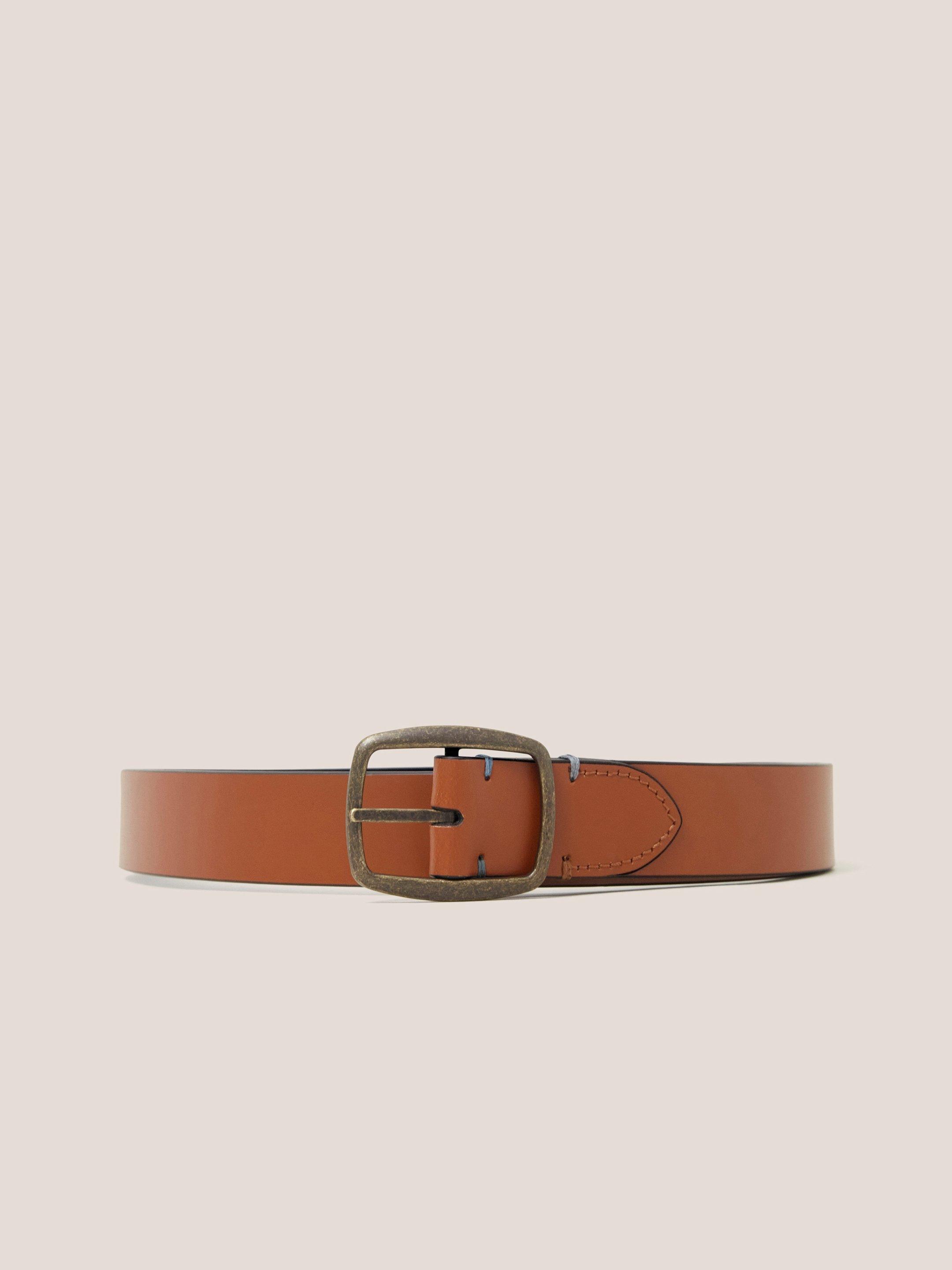 Reversible Leather Belt in TAN MULTI - FLAT FRONT
