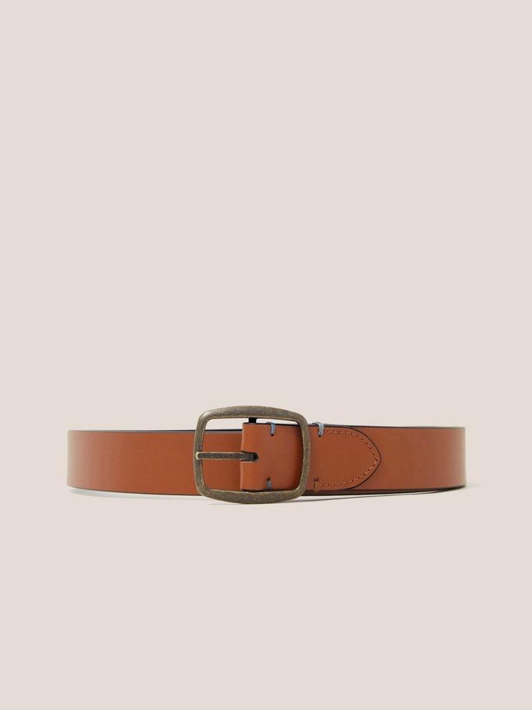 Leather Reversible Belt in TAN MULTI - FLAT FRONT