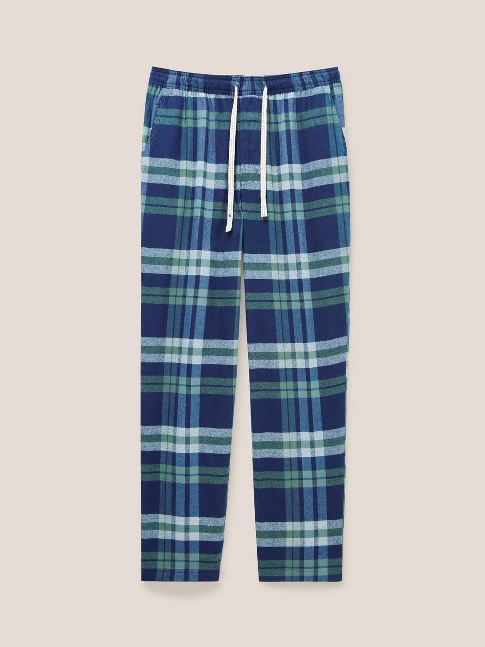 Moorland Flannel PJ Trouser in NAVY MULTI - FLAT FRONT