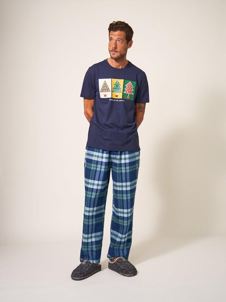 Moorland Flannel PJ Trouser in NAVY MULTI White Stuff