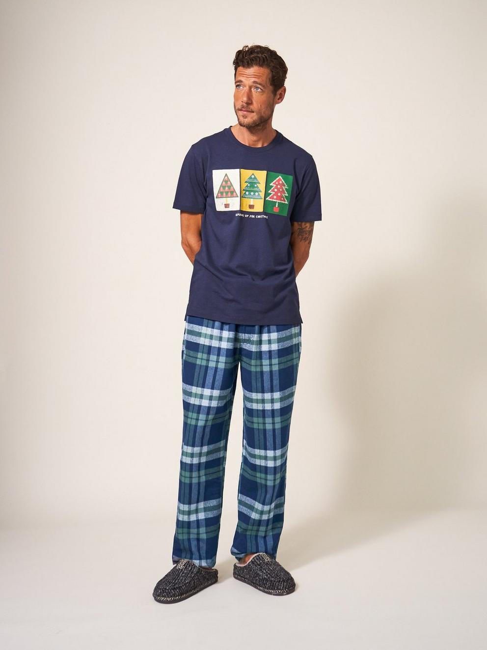 Moorland Flannel PJ Trouser in NAVY MULTI - LIFESTYLE