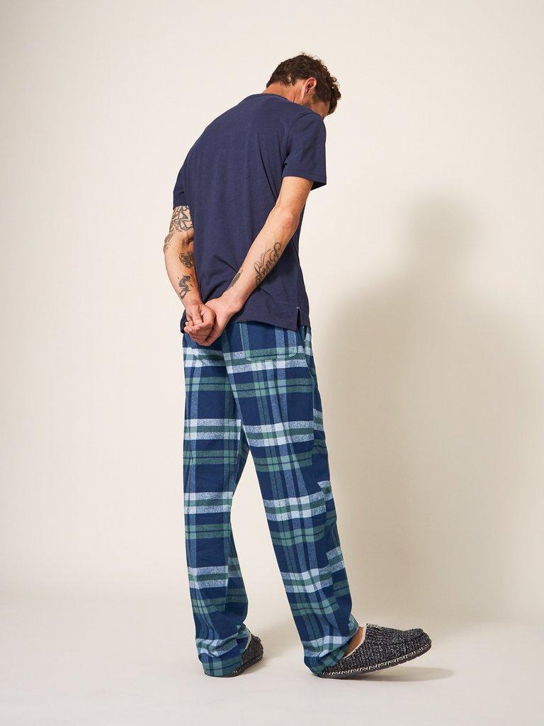 Moorland Flannel PJ Trouser in NAVY MULTI - MODEL BACK