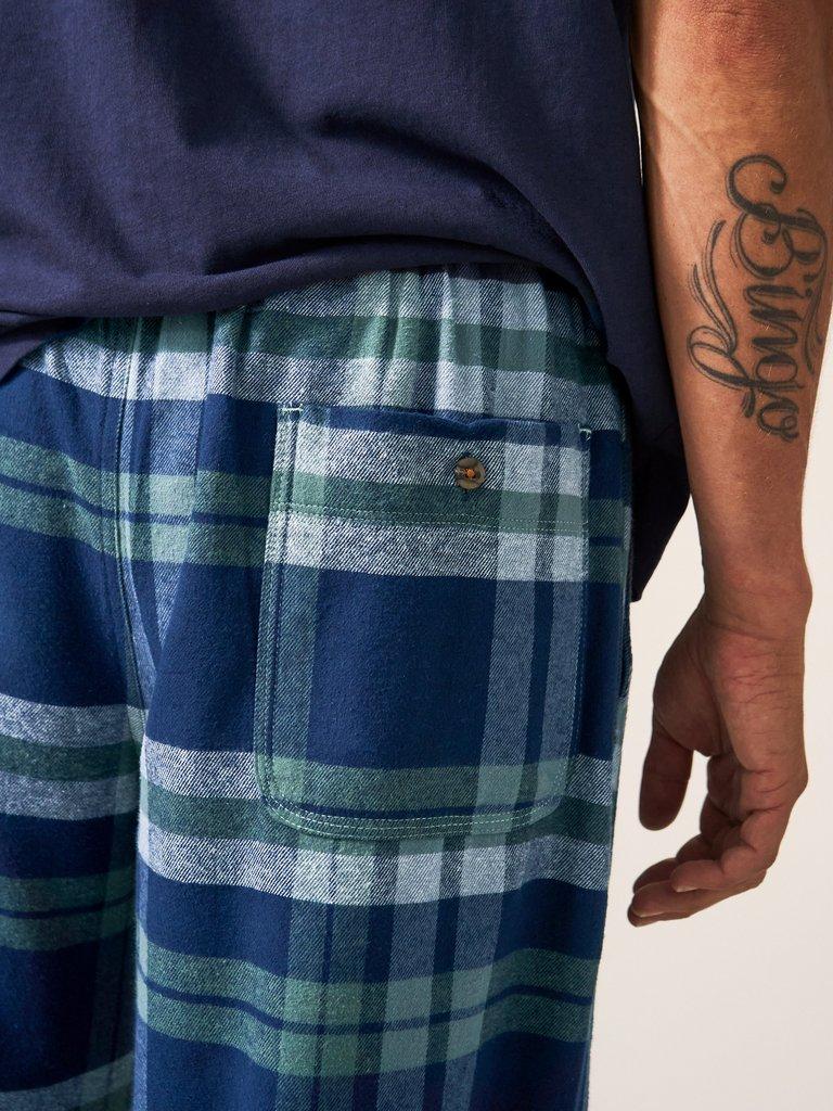 Moorland Flannel PJ Trouser in NAVY MULTI - MODEL DETAIL