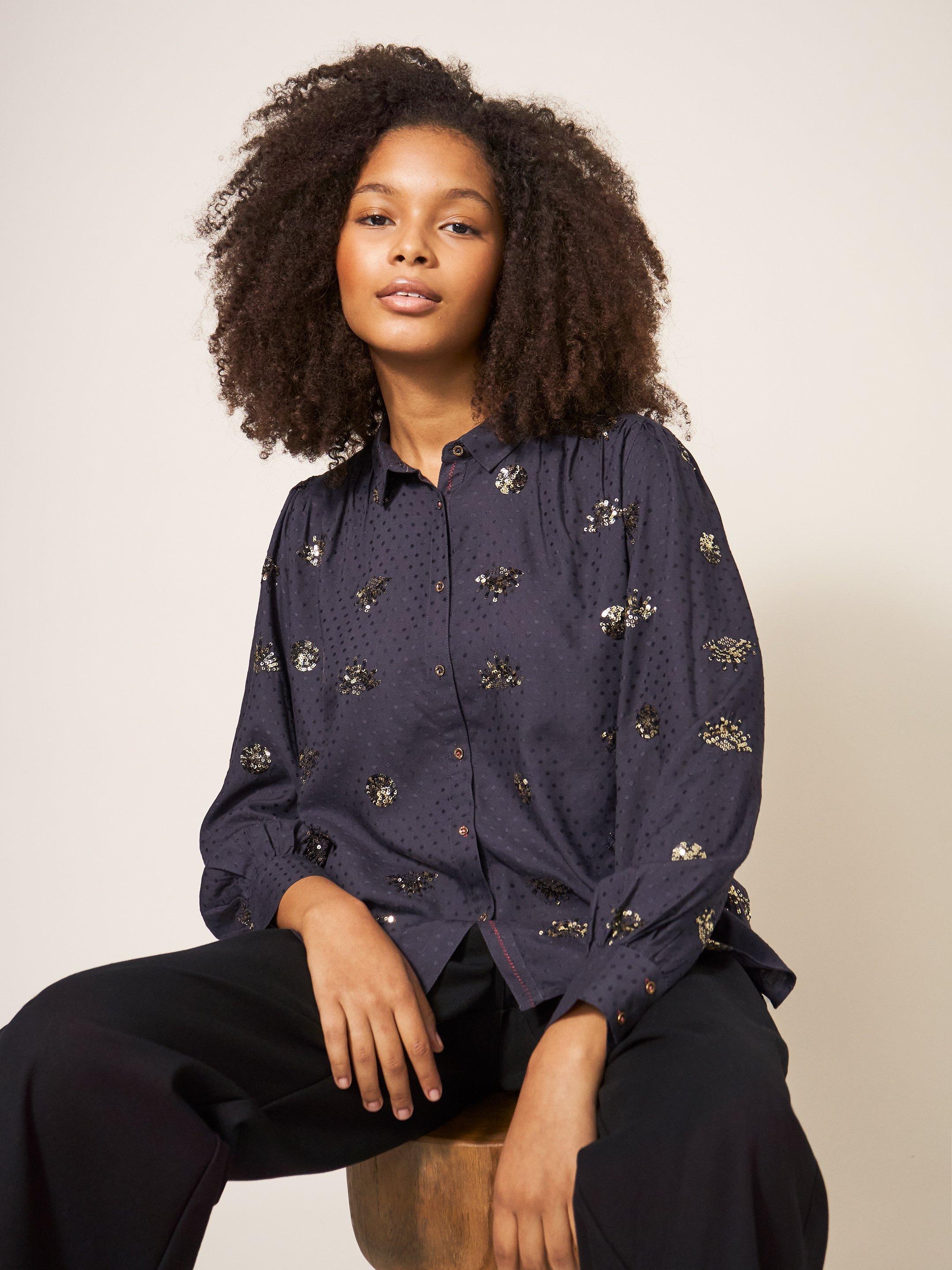 Ayla Sequin Shirt in BLK MLT - LIFESTYLE