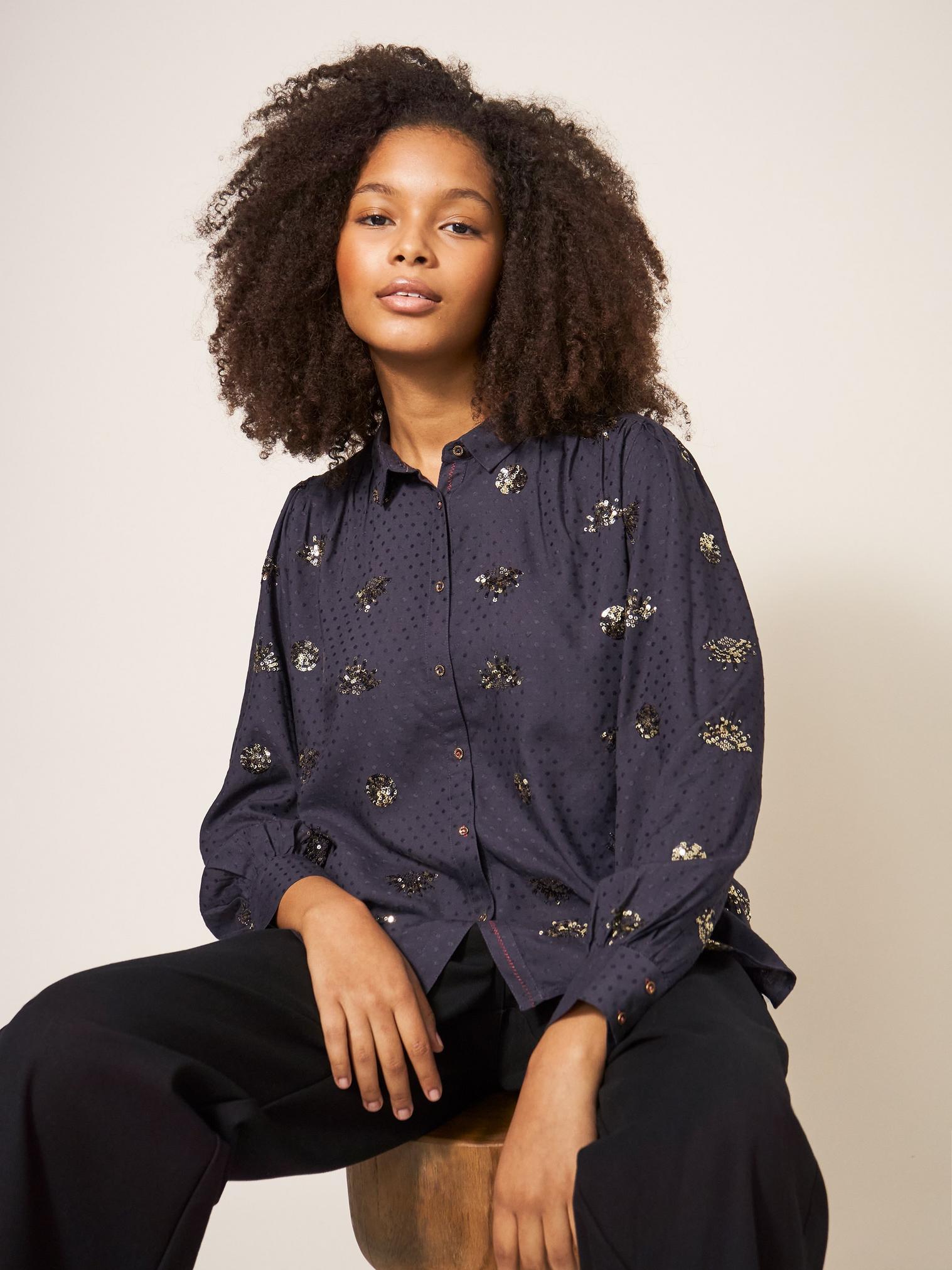 Ayla Sequin Shirt in BLK MLT - LIFESTYLE