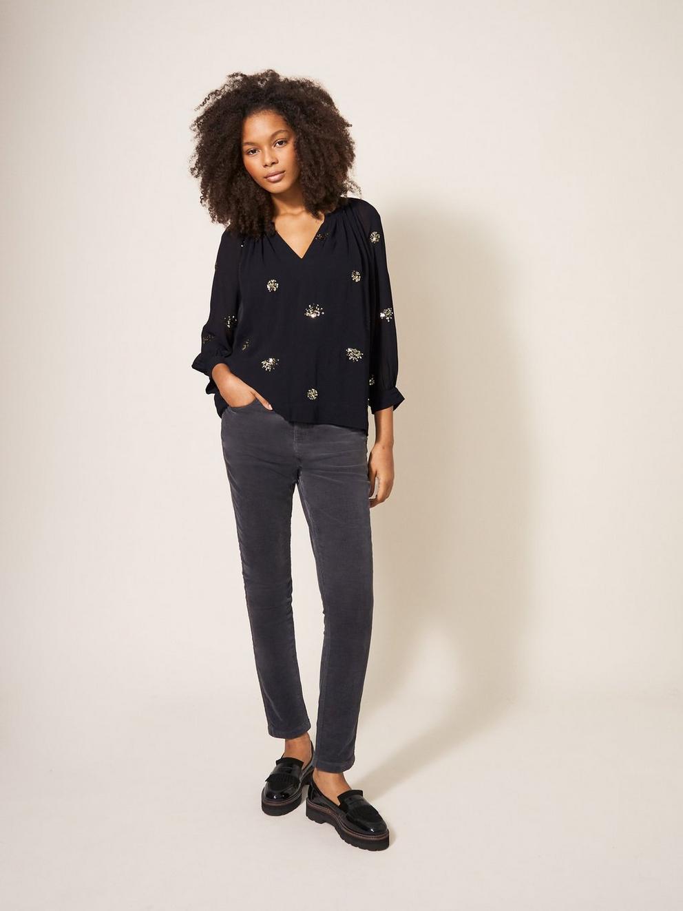 Astrid Sequin Top in BLK MLT - MODEL DETAIL
