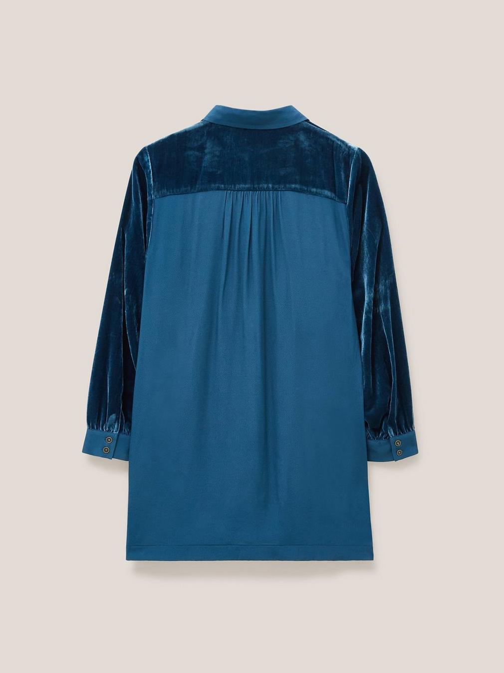 Farley Velvet Tunic in DK TEAL - FLAT BACK