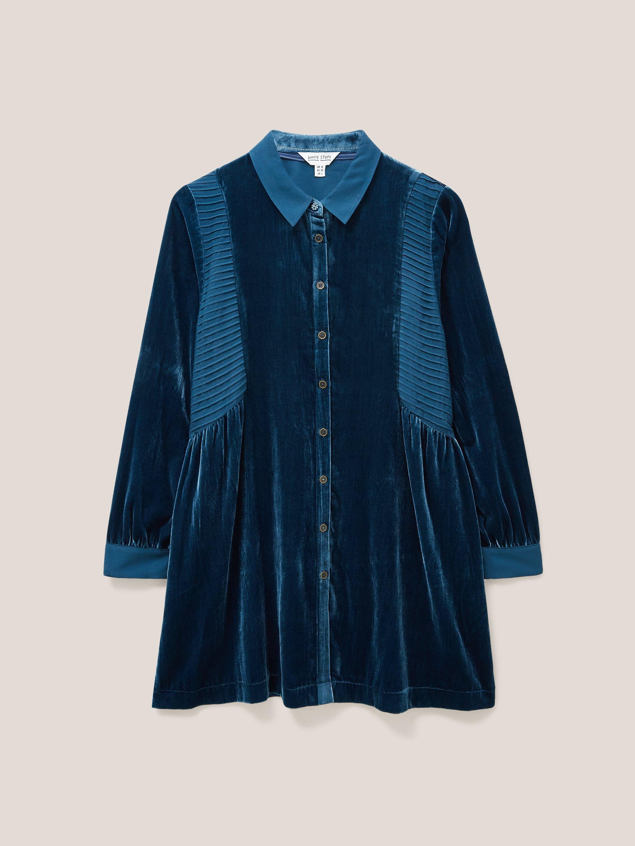 Farley Velvet Tunic in DK TEAL - FLAT FRONT