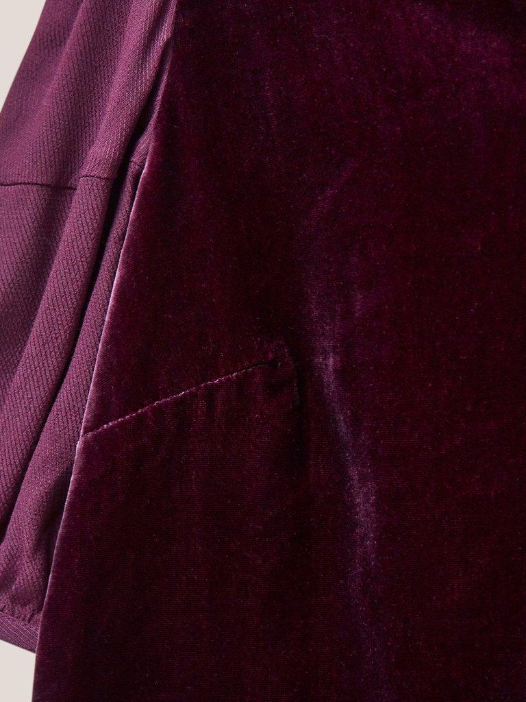 Cleo Velvet Top in DK PLUM - FLAT DETAIL