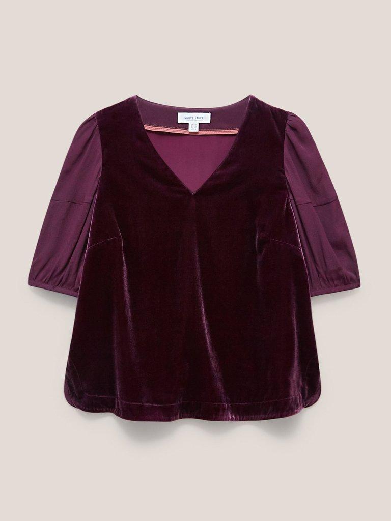 Cleo Velvet Top in DK PLUM - FLAT FRONT