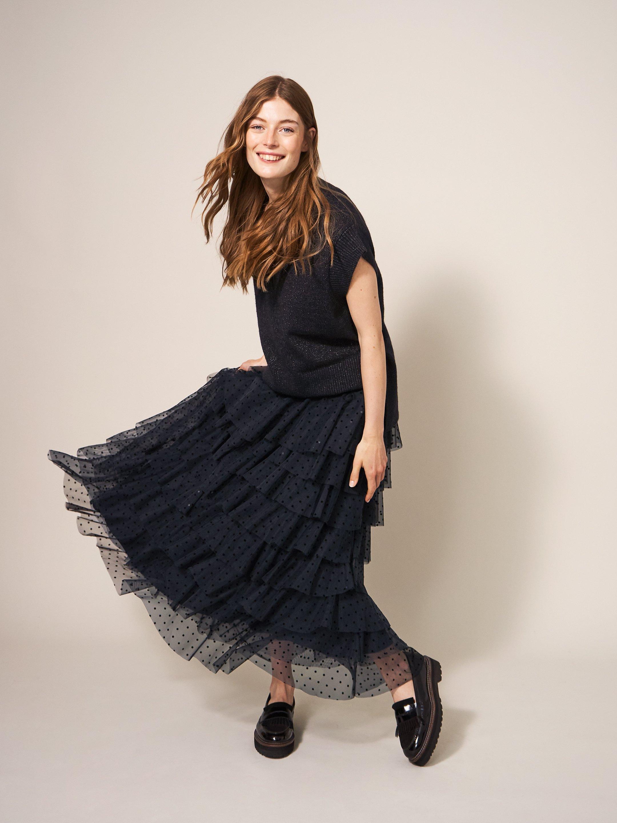 Tulle full clearance midi skirt black