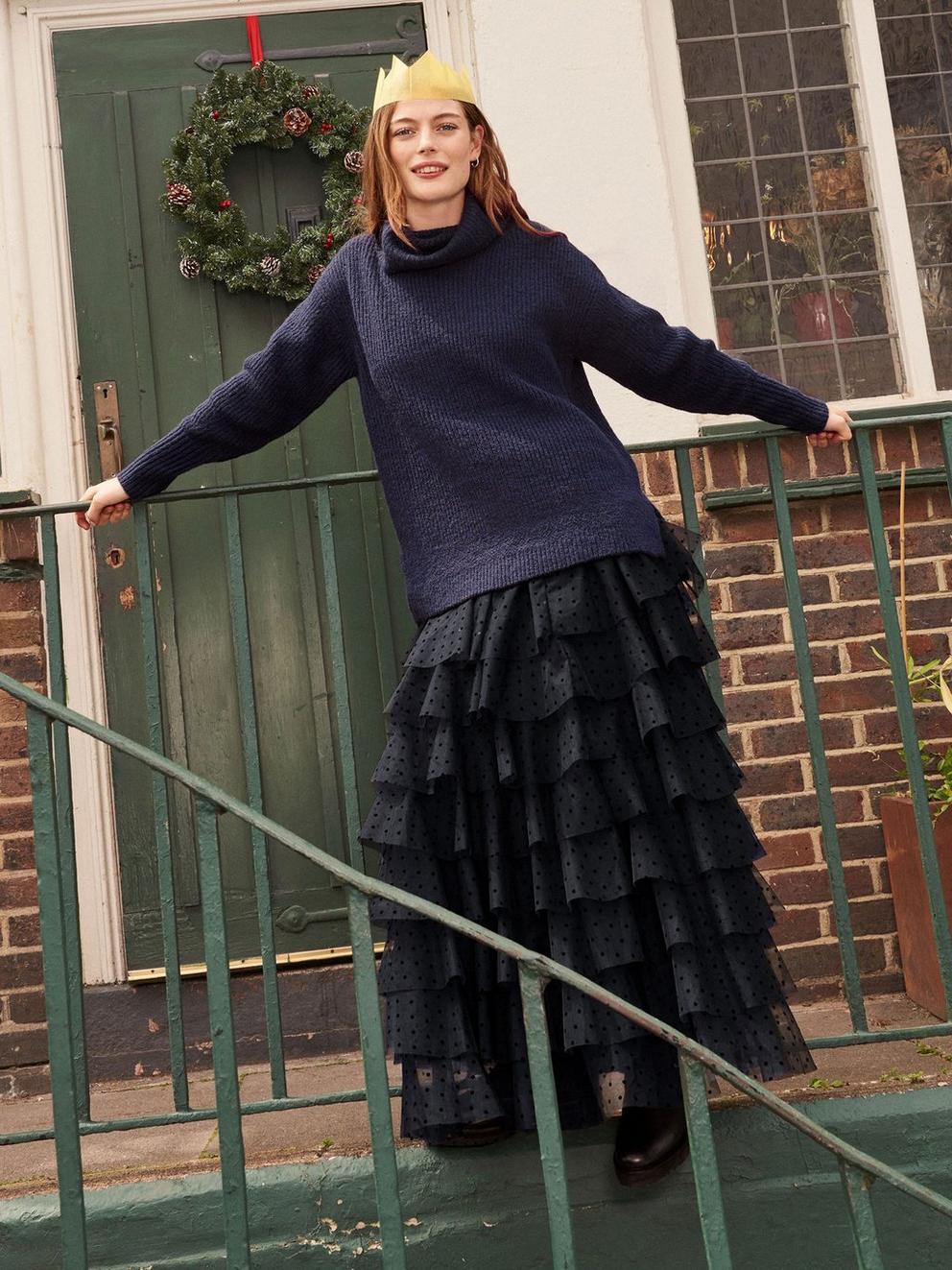 Rowan Spot Tulle Skirt in PURE BLK - MIXED