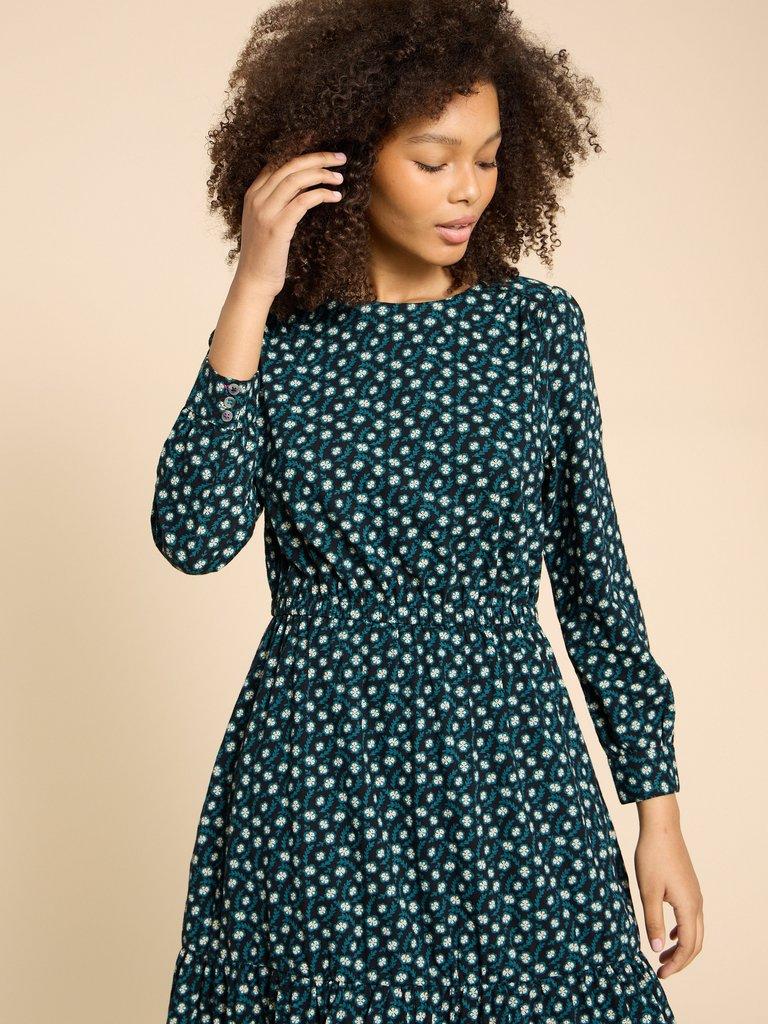 Olive Jersey Dress in BLK PR - MODEL DETAIL