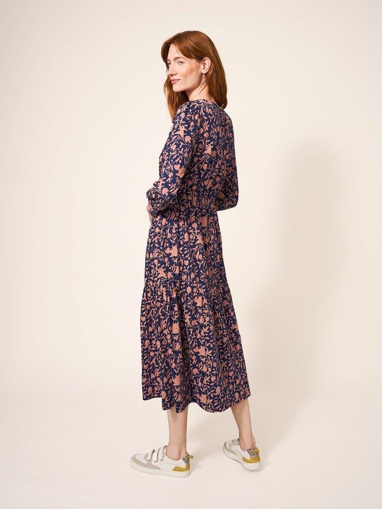 Olive Jersey Dress in NAVY PR - MODEL BACK