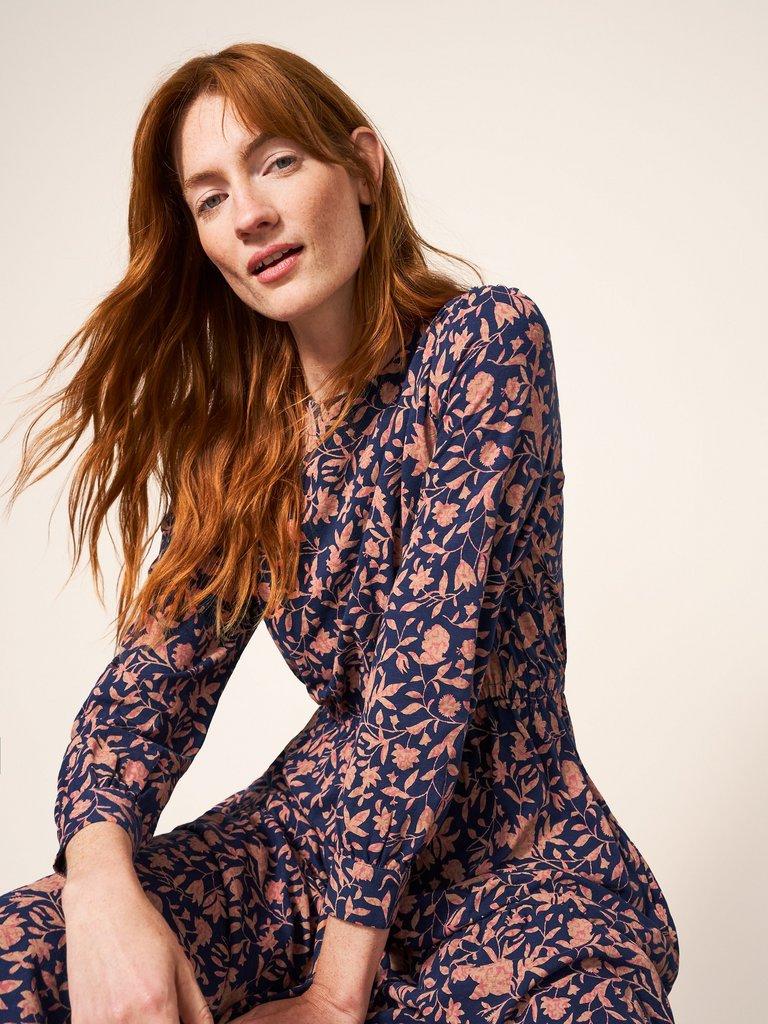 Olive Jersey Dress in NAVY PR - MODEL DETAIL