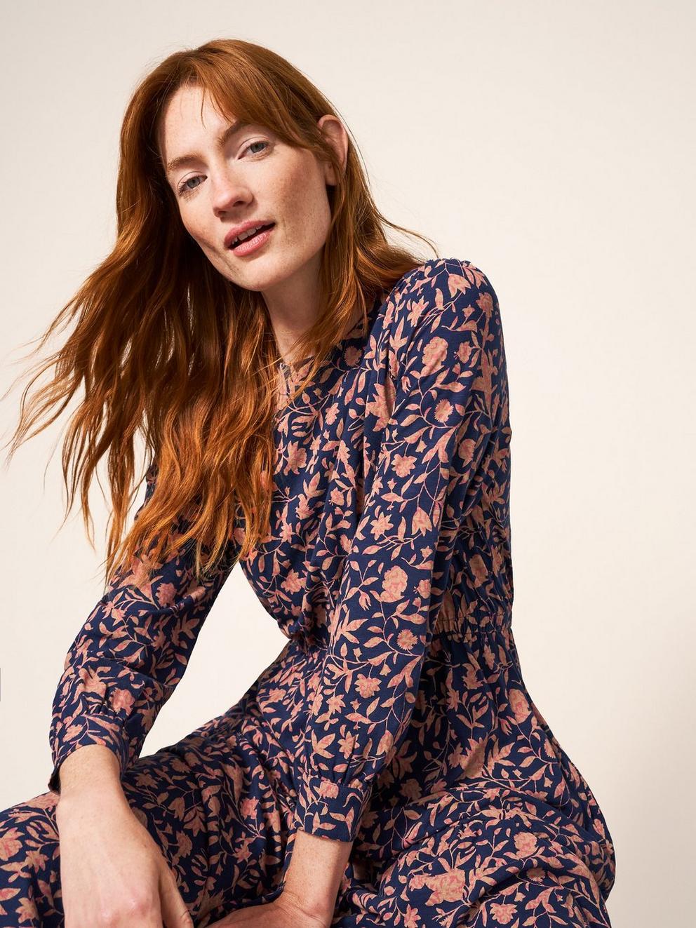 Olive Jersey Dress in NAVY PR - MODEL DETAIL