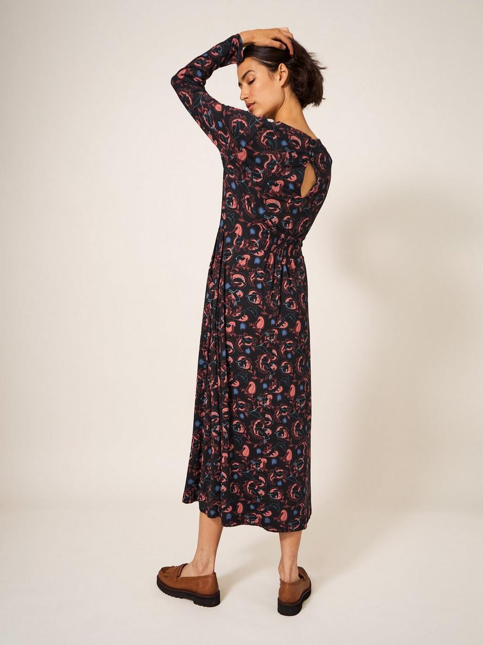 Billie Eco Vero Jersey Dress in BLK PR - MODEL BACK