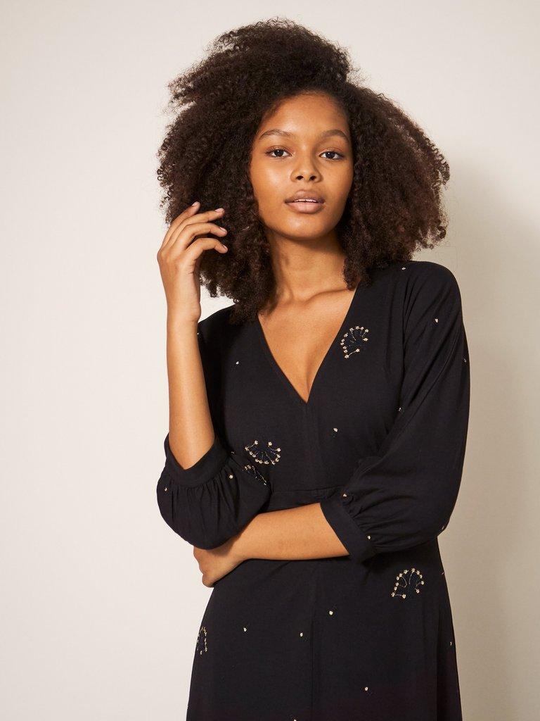 Black embroidered sales shirt dress