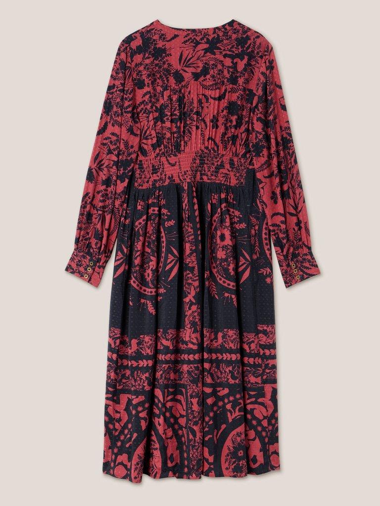 Kate Printed Midi Dress in PLUM MLT - FLAT BACK