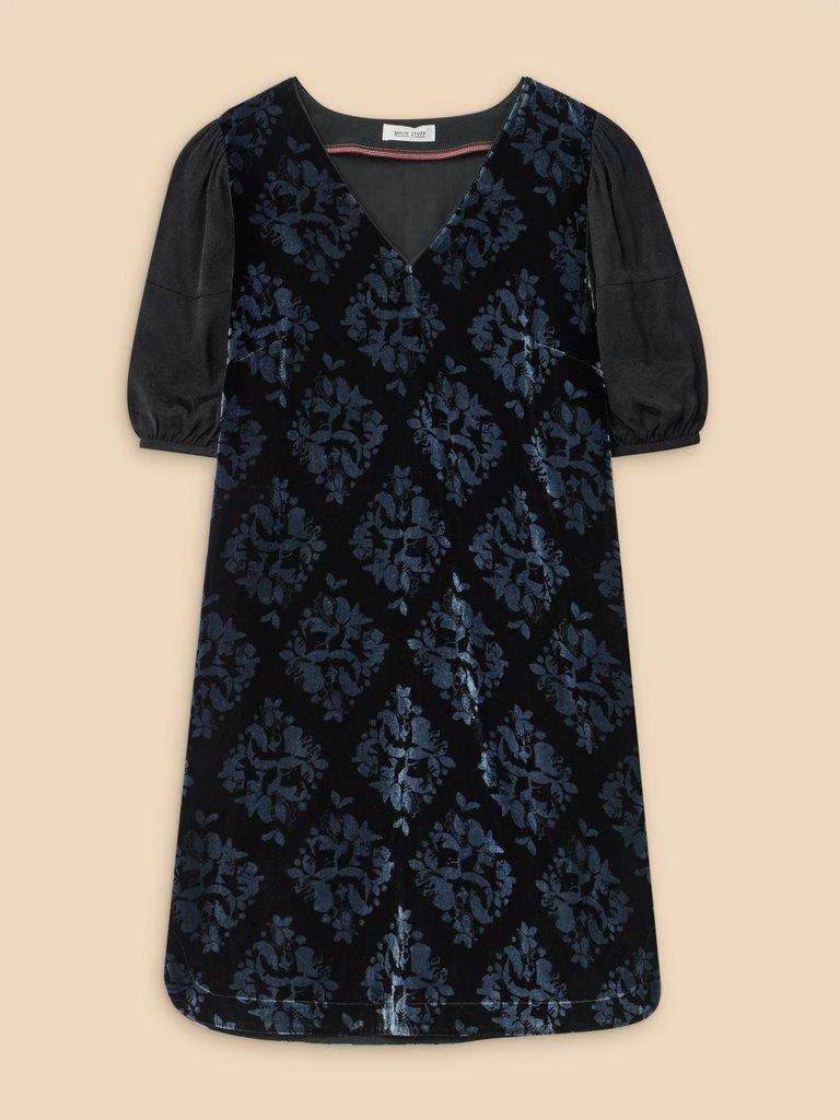 Cleo Velvet Mix Dress in TEAL PR - FLAT FRONT