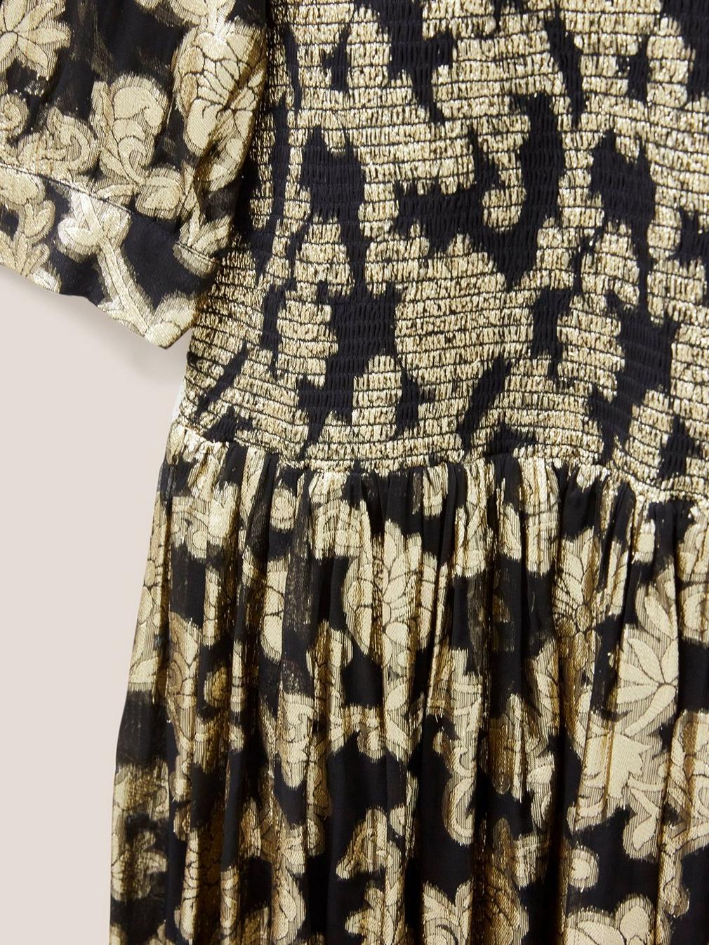 Wren Metallic Jacquard Dress in BLK MLT - FLAT DETAIL