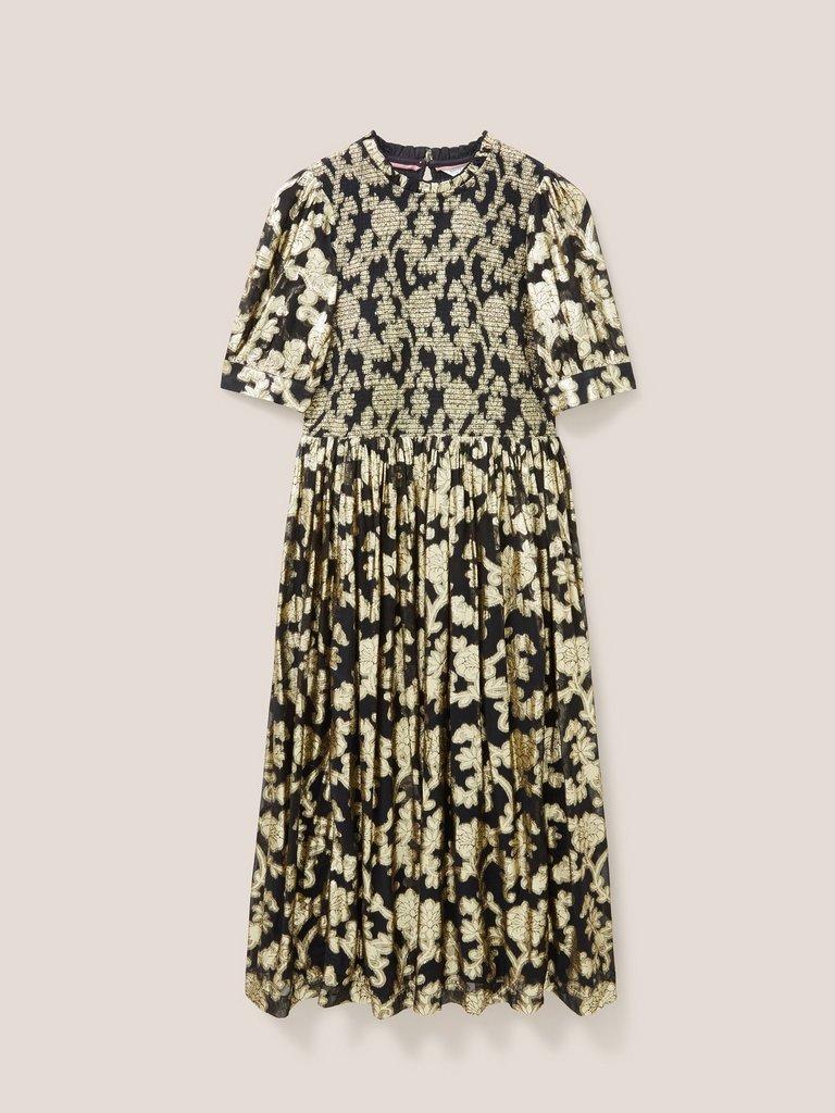 Wren Metallic Jacquard Dress in BLK MLT - FLAT FRONT