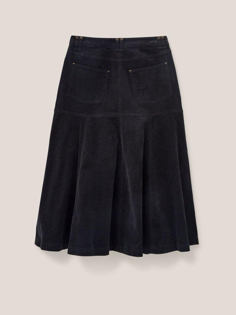 Quinn Organic Cord Skirt in PURE BLK - FLAT BACK