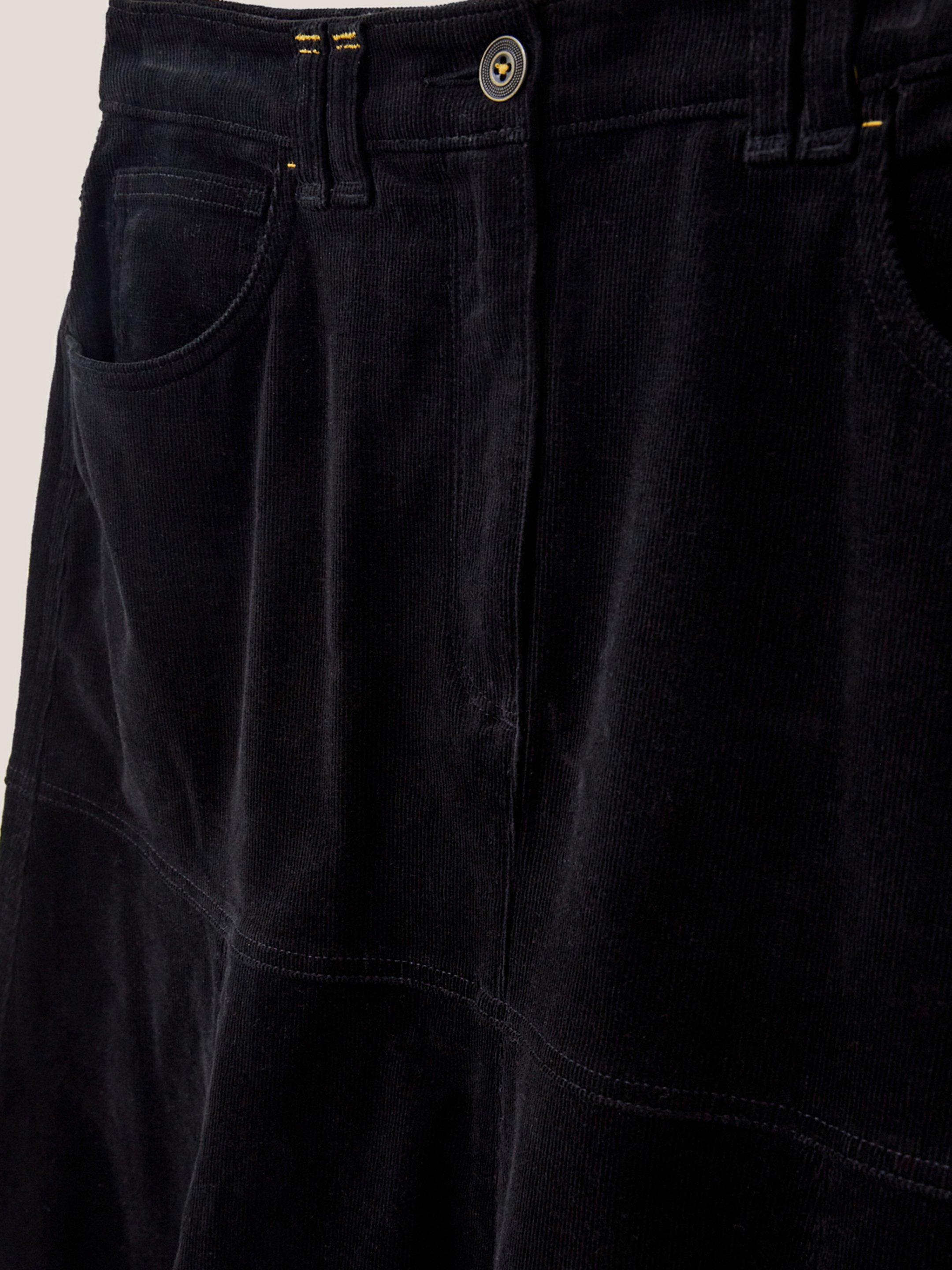 Quinn Organic Cord Skirt in PURE BLK - FLAT DETAIL