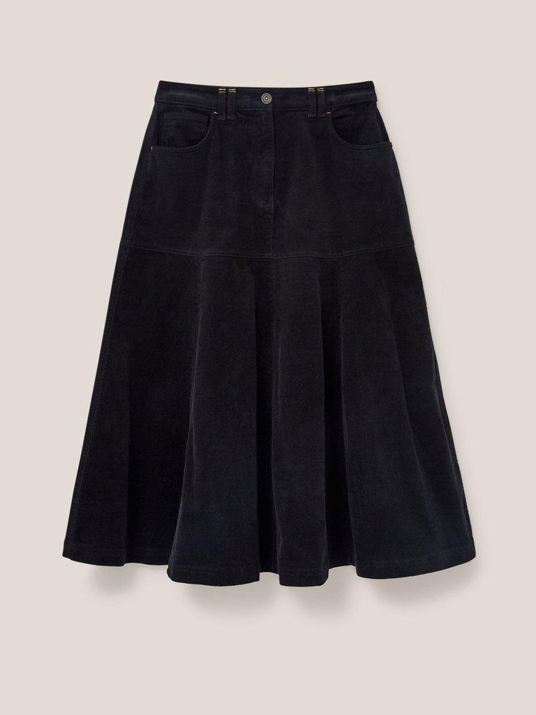 Quinn Organic Cord Skirt in PURE BLK - FLAT FRONT