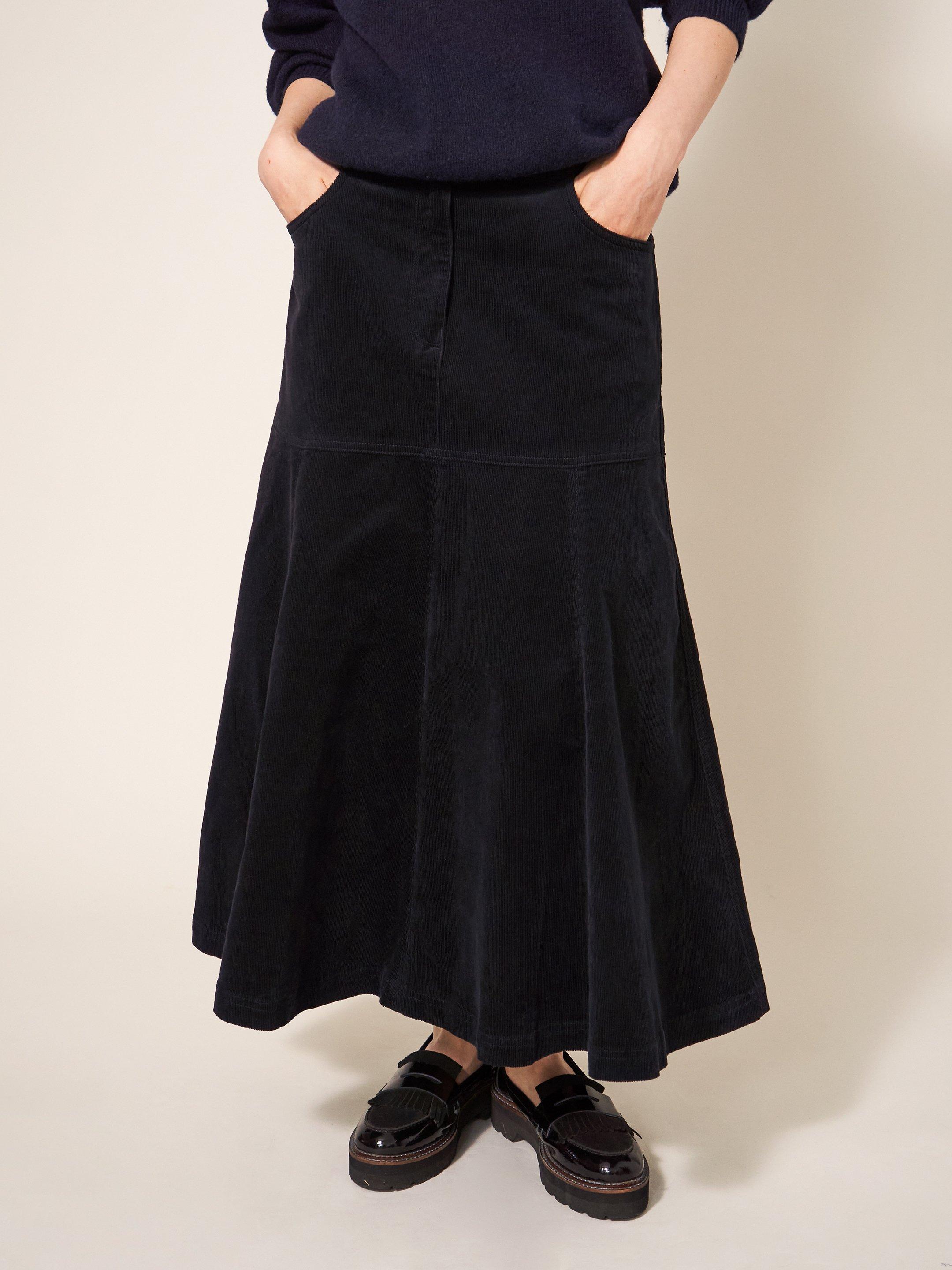 Black cord skirt clearance midi