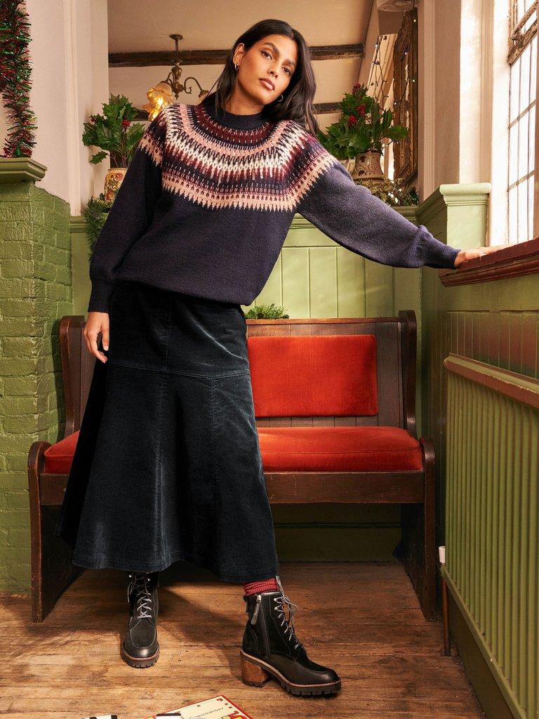 Quinn Organic Cord Skirt in PURE BLK - MIXED