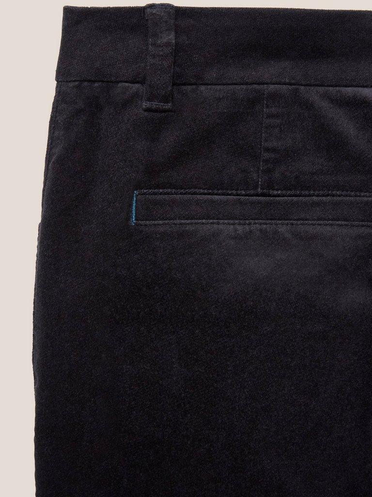 Savannah Velvet Trouser in PURE BLK - FLAT DETAIL