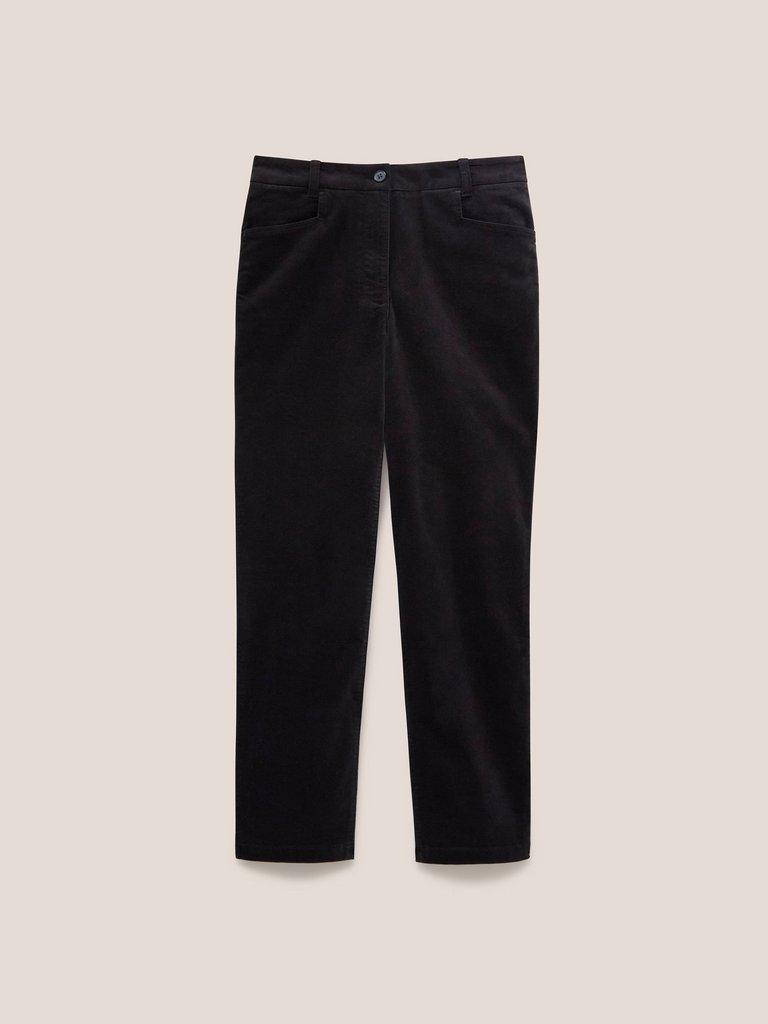 Savannah Velvet Trouser in PURE BLK - FLAT FRONT