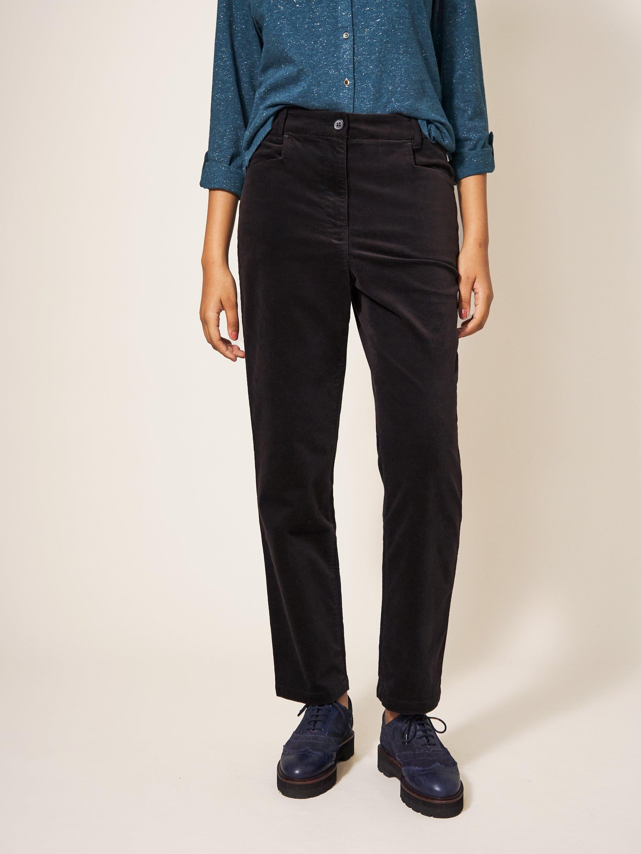 Black velvet trousers womens sale