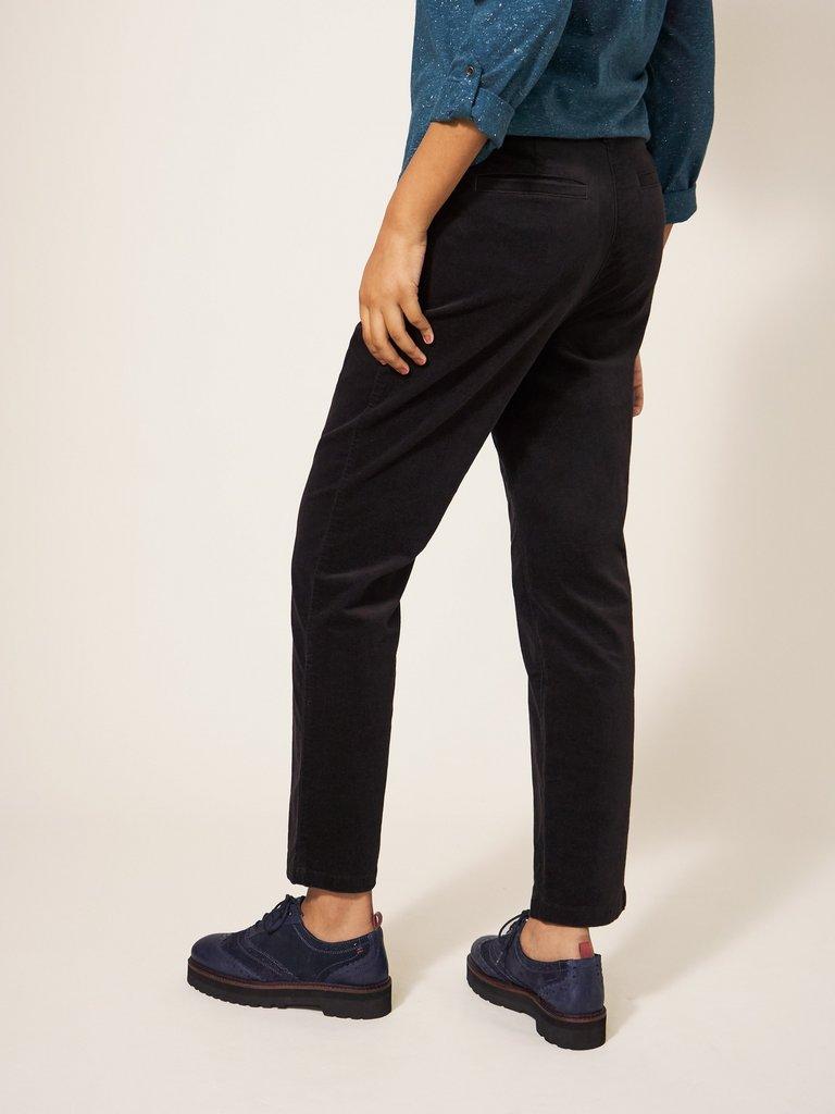 Savannah Velvet Trouser in PURE BLK - MODEL BACK