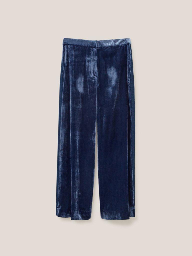 Jenny Velvet Wide Leg Trouser in DEEP BLUE - FLAT FRONT